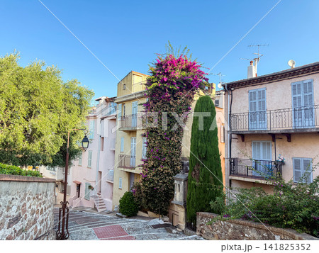 Picturesque residential street in Le Suquet old town Cannes France Picturesque residential street in Le Suquet old town Cannes France 141825352