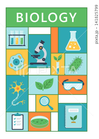 Biology Educational Poster with Scientific Illustrations 141825799