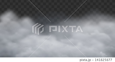 Fluffy smoke cloud above floor surface with soft diffused haze. Gray fog effect on transparent dark background. Fluffy smoke cloud above floor surface with soft diffused haze. Gray fog effect on transparent dark background. 141825877