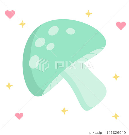 Cute Kawaii Pastel Mint Green Mushroom Icon Cute Kawaii Pastel Mint Green Mushroom Icon 141826940