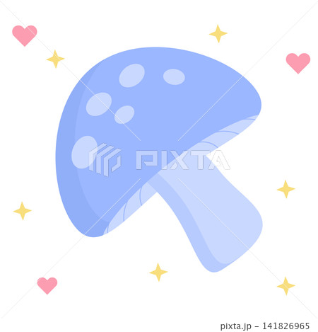 Cute Kawaii Pastel Periwinkle Mushroom Icon 141826965