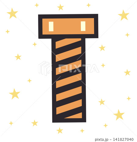 Cute Kawaii Pastel Orange Screw Bolt Vector Icon 141827040