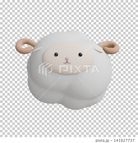 A cute, round, fluffy 3D sheep character asset facing forward. A cute, round, fluffy 3D sheep character asset facing forward. 141827737