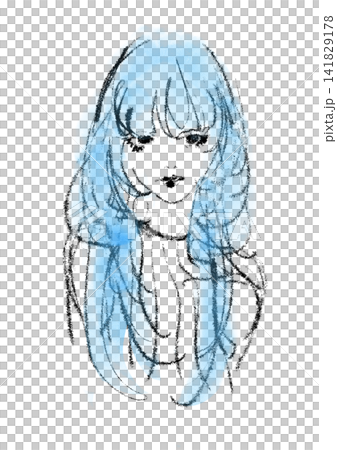 Illustration of a woman with long hair Illustration of a woman with long hair 141829178