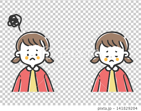 A depressed girl, upper body, vector. A depressed girl, upper body, vector. 141829204