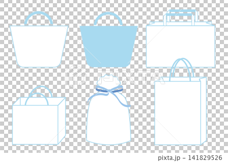 Paper shopping bag, Icon design, light blue. Paper shopping bag, Icon design, light blue. 141829526