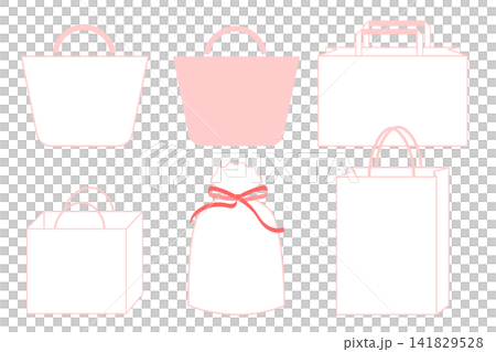 Paper shopping bag, icon design, pink color. 141829528