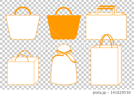 Paper shopping bag, icon design, orange color. Paper shopping bag, icon design, orange color. 141829530