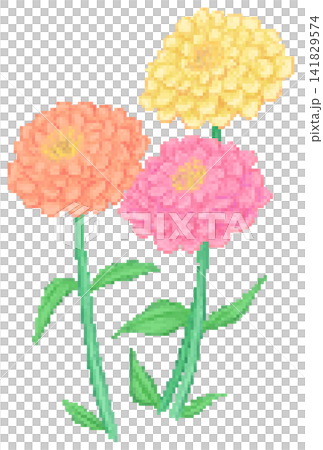 Zinnia flower in pixel art 141829574