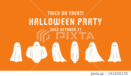 ハロウィン ハロウィーン 横長 バナー テンプレート イラスト ベクター 背景 素材 オバケ オレン ハロウィン ハロウィーン 横長 バナー テンプレート イラスト ベクター 背景 素材 オバケ オレン 141830170
