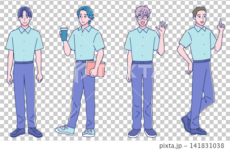 歡樂的動漫風格男學生短袖制服全身 歡樂的動漫風格男學生短袖制服全身 141831038