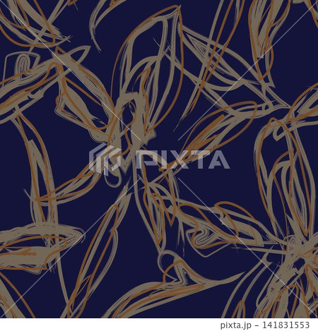 Neutral Colour Abstract Floral Seamless Pattern Design 141831553
