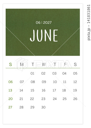 Calendar June 2027 flat style isolated on white background. 141831861