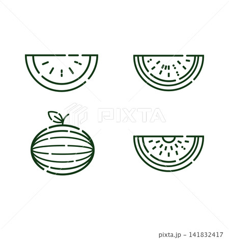 Watermelon slice line art icon collection Watermelon slice line art icon collection 141832417