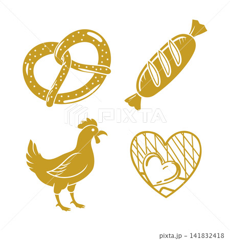 Oktoberfest festival food and decoration icons Oktoberfest festival food and decoration icons 141832418