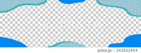 Blue and turquoise Seigaiha (wave pattern) Japanese modern horizontal background Blue and turquoise Seigaiha (wave pattern) Japanese modern horizontal background 141832454