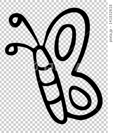 Hand drawn butterfly outline for animal, pet, vet, tree, plant, brand logo, icon, decorations, spring, summer, picnic, stickers, tattoo, fashion, print, card, clothing, accessory, garden, plush toy	 141832618