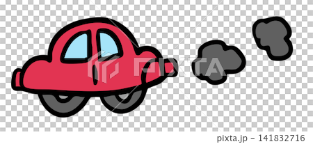 Hand drawn red car for transportation, automobile, vehicle, commute to work, pollution, back to school, travel, trip, vacation, journey, holidays, sticker, road, street, car free day, icon	 141832716