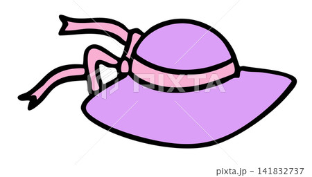 Hand drawn hat for costume, sticker, decorations, fashion, accessory, summer break, beach vibes, merchandise, women, girls, icon, department store, grocery shop, online shopping, supermarket, market	 141832737