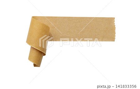 Brown adhesive paper tape isolated on white background 141833356