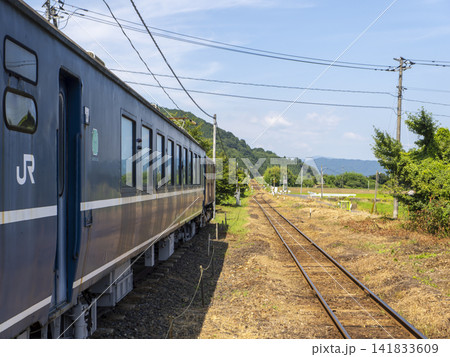 若桜鉄道隼駅に置かれたオロ12系と路線の風景 若桜鉄道隼駅に置かれたオロ12系と路線の風景 141833609