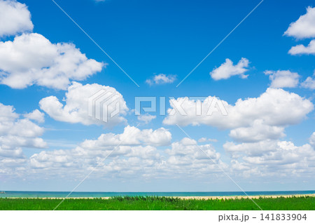晴れた夏の空と白い雲 晴れた夏の空と白い雲 141833904