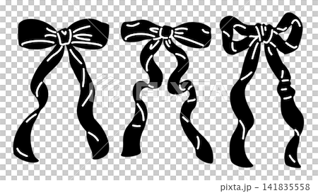 蝶結びされた黒いリボンのアイコンセット 141835558