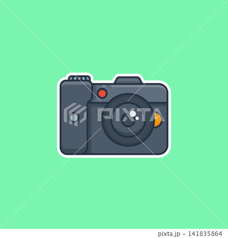 Simple camera icon on mint green background 141835864