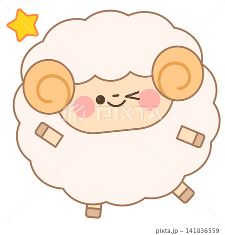 かわいいひつじ(ウインク/輪郭線有) かわいいひつじ(ウインク/輪郭線有) 141836559