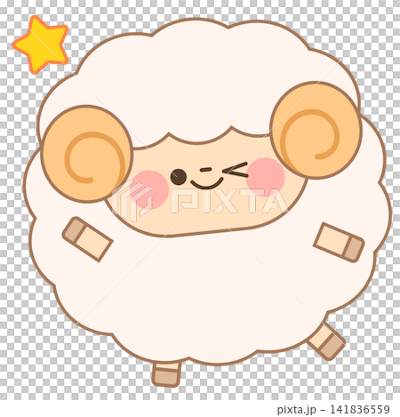 かわいいひつじ(ウインク/輪郭線有) かわいいひつじ(ウインク/輪郭線有) 141836559