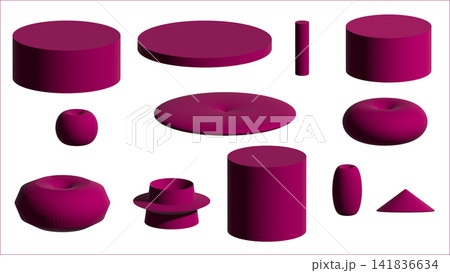 赤い3D画像のセット。シンプルな立方体。 赤い3D画像のセット。シンプルな立方体。 141836634