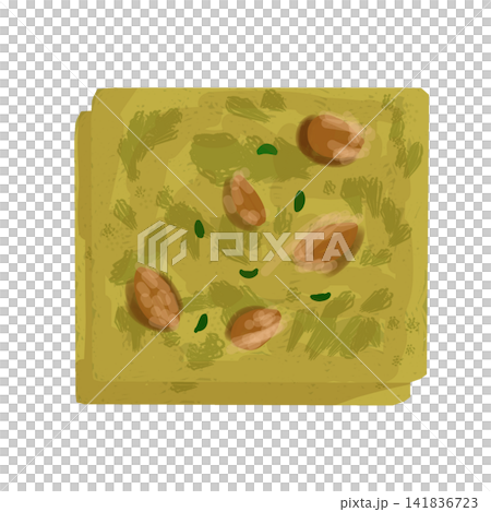 Illustration of Indian Green Pista Barfi with Nut Topping Illustration of Indian Green Pista Barfi with Nut Topping 141836723