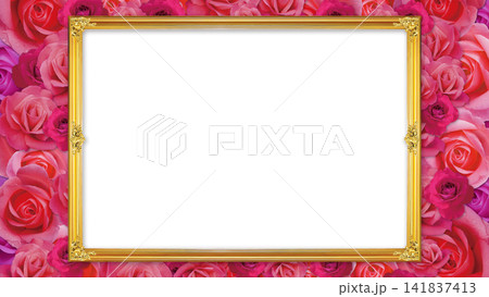薔薇背景のゴージャスな額縁 フレーム・背景・壁紙(フルHD)01 薔薇背景のゴージャスな額縁 フレーム・背景・壁紙(フルHD)01 141837413