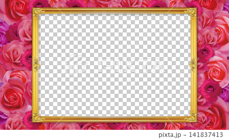 薔薇背景のゴージャスな額縁 フレーム・背景・壁紙(フルHD)01 薔薇背景のゴージャスな額縁 フレーム・背景・壁紙(フルHD)01 141837413