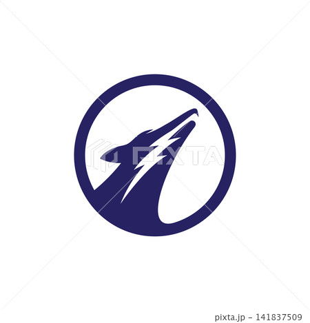 Howling Wolf Head with Lightning Bolt 141837509
