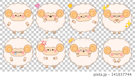 Cute sheep set (with outline) 141837744