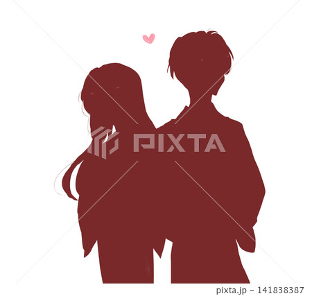 浴衣を着た男女 恋愛 シルエット 浴衣を着た男女 恋愛 シルエット 141838387