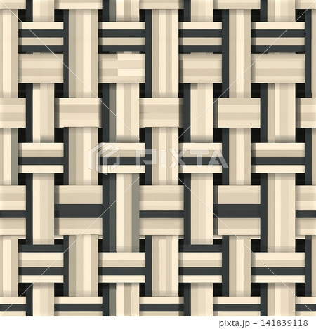 A seamless geometric pattern of interlocking beige and grey stripes forming a basketweave effect. A seamless geometric pattern of interlocking beige and grey stripes forming a basketweave effect. 141839118