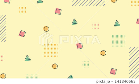 カラフルな図形と幾何学のシンプルかわいいポップな背景 141840665