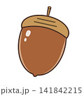 秋のどんぐりのシンプルなイラスト 141842215