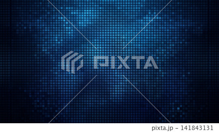 Abstract glowing blue mosaic grid background featuring dynamic digital light patterns and geometric square texture composition with background composed precise 141843131