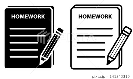 Homework icon.  Simple homework concept. Study symbol. Writing symbol. flat style. 141843319