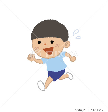 笑顔で走る男の子のイラスト 笑顔で走る男の子のイラスト 141843478