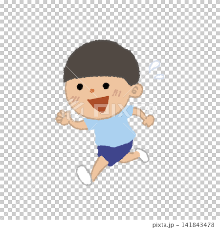 笑顔で走る男の子のイラスト 笑顔で走る男の子のイラスト 141843478