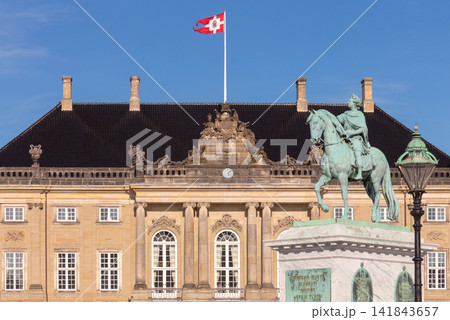 Equestrian Statue of Frederik V at Amalienborg Palace in Copenhagen Denmark Equestrian Statue of Frederik V at Amalienborg Palace in Copenhagen Denmark 141843657