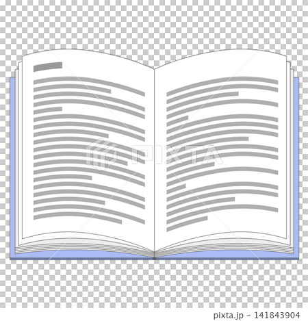 横書きの文章が並んだ見開きの本 横書きの文章が並んだ見開きの本 141843904