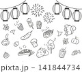 モノクロ　秋祭り素材セット 141844734