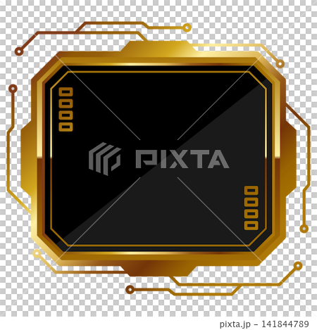 A luxurious cyberpunk frame in black and gold. A luxurious cyberpunk frame in black and gold. 141844789