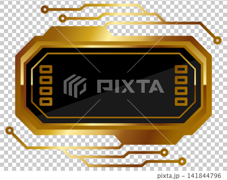 A luxurious cyberpunk frame in black and gold. A luxurious cyberpunk frame in black and gold. 141844796