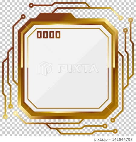 A luxurious cyberpunk frame in white and gold. A luxurious cyberpunk frame in white and gold. 141844797